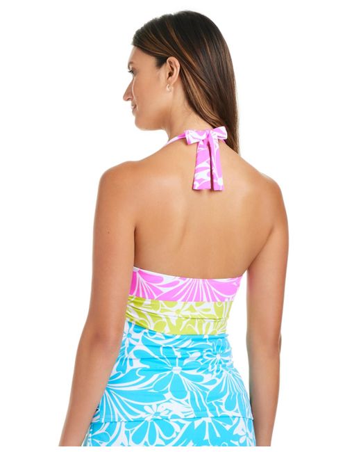 Bleu Rod Beattie Blue Sock It To Me Printed Halter Tankini Top