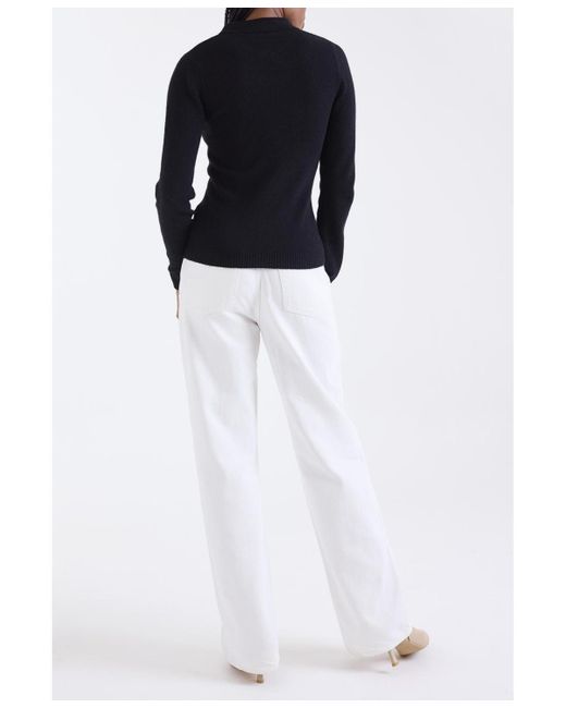 1982 Blue Amaya Cashmere Button Detail Polo Top