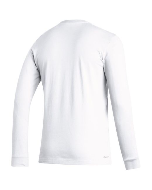 Adidas White Manchester United Team Crest Long Sleeve T-shirt for men