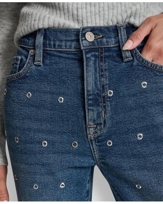 DKNY Women's Blue Mid-rise Classic Straight Jeans straight jeans