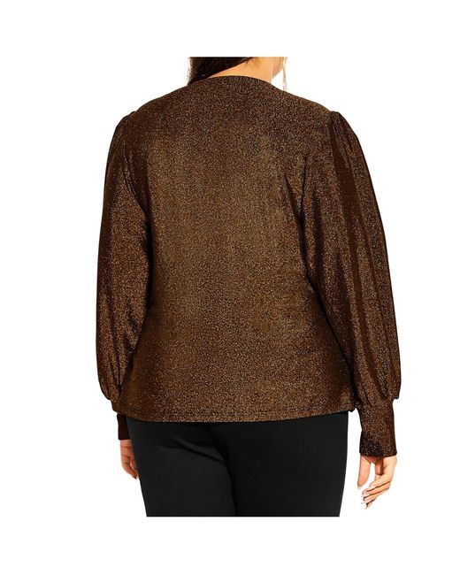 City Chic Brown Plus Size Glowing Lurex Top
