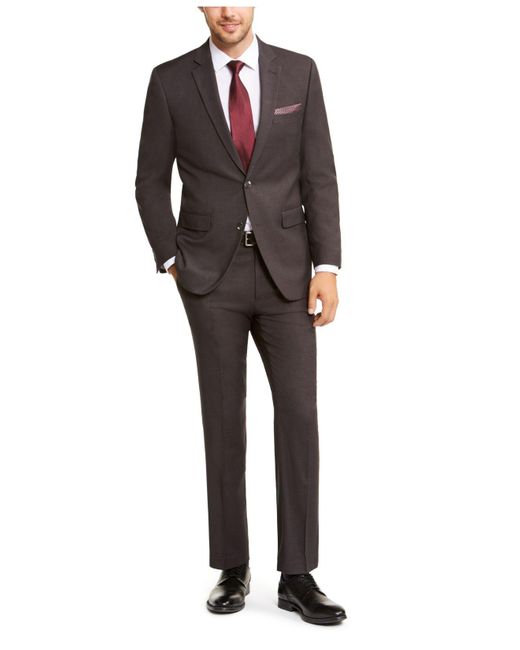 Perry Ellis Gray Slim-fit Comfort Stretch Suits for men