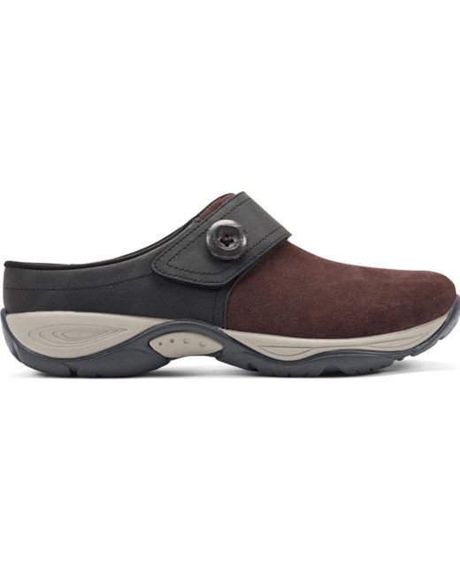Easy Spirit Brown Edline Button Strap Slip-on Mules