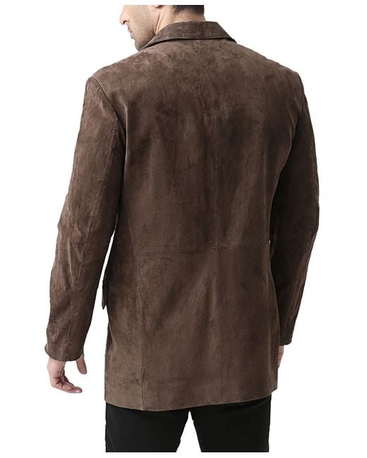 BGSD Brown Men Robert Three-button Suede Leather Blazer for men