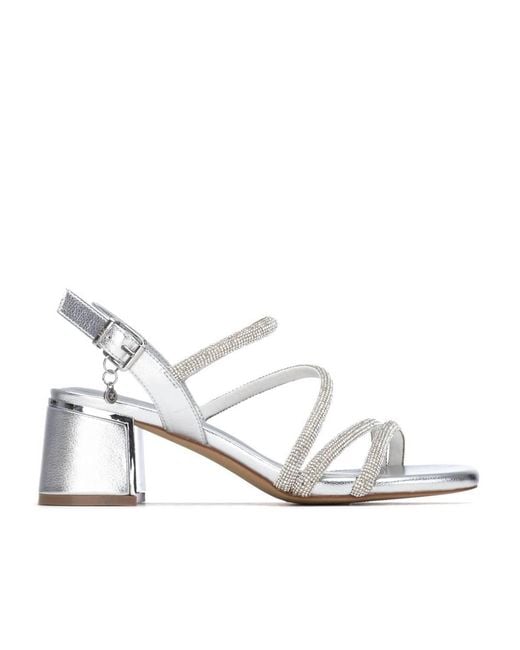 Xti White Block Heel Sandals