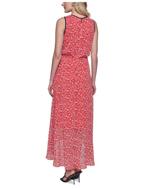Karl Lagerfeld Pink High-low Hem Maxi Dress