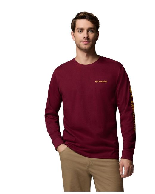 Columbia Red Fundamental Graphic Long-sleeve T-shirt for men