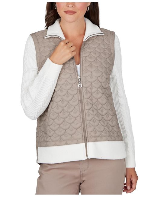 Ruby Rd Gray Petite Quilted Long-sleeve Jacket