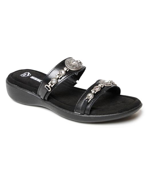 Minnetonka Black Brenn Embellished Slide Sandals