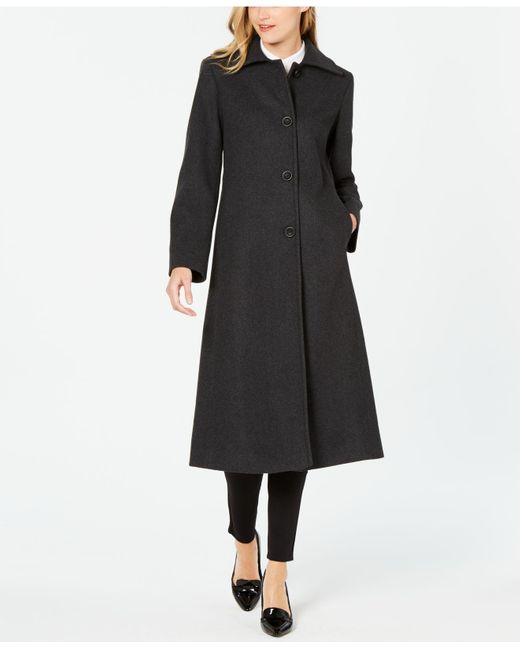 Jones New York Wool Single-breasted Maxi Coat in Charcoal (Black) - Lyst