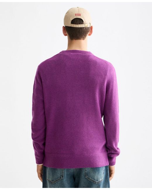 Scotch & Soda Purple Solid Crew Neck Sweater for men
