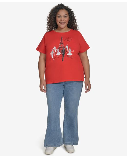 Karl Lagerfeld Red Plus Size Karl Sketch Girl Tee