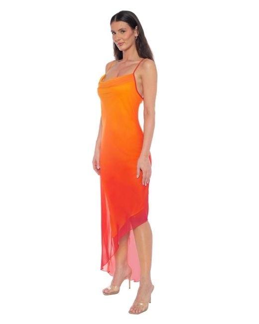 Bebe Orange Ombre Cowl Assy Dress