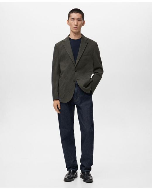 Mango Gray Slim Fit Microstructure Blazer for men