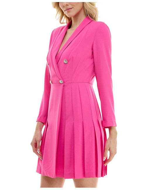 Taylor Pink Collared Double-breasted Jacket Dress