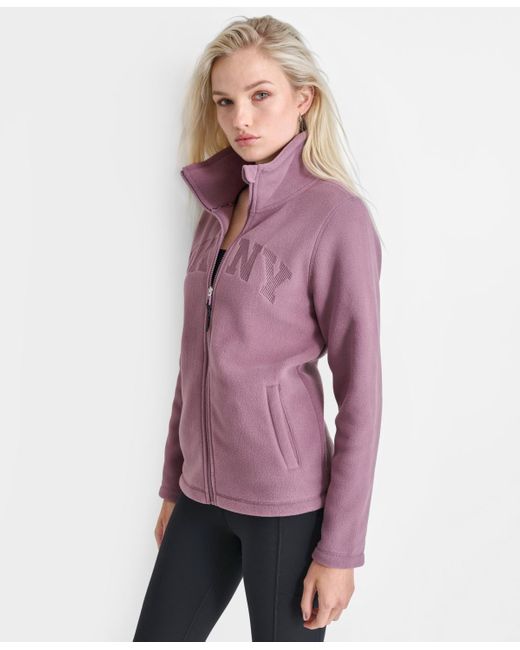 DKNY Purple Full-zip Varsity Logo Top