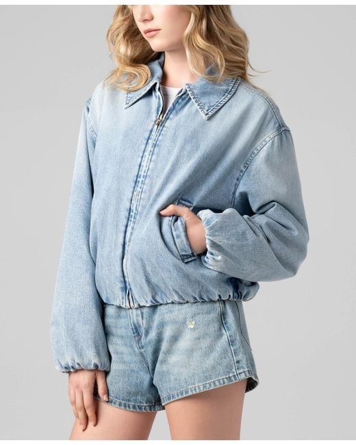 Blank NYC Blue Bottomless Brunch Zip Front Jacket