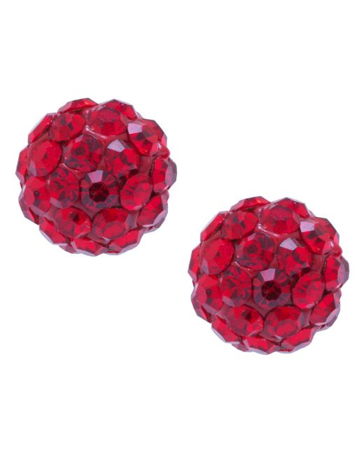 Giani Bernini Crystal 6mm Pave Stud Earrings In Sterling Silver. Available In Clear, Blue Or Red