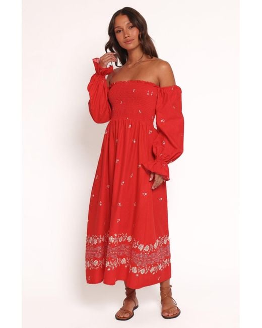 Petal & Pup Domenica Shirred Long Sleeve Midi Dress | Lyst Petal & Pup Domenica Shirred Long Sleeve Midi Dress | Lyst