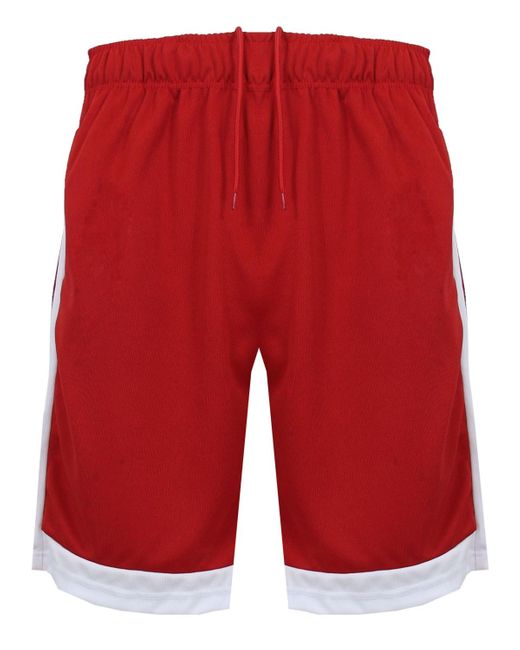 Galaxy By Harvic Red Premium Active Moisture Wicking Workout Mesh Shorts With Trim for men