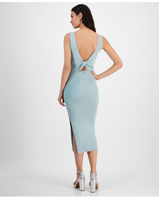 Guess Blue Brandulia Sleeveless Midi Ribbed Dress