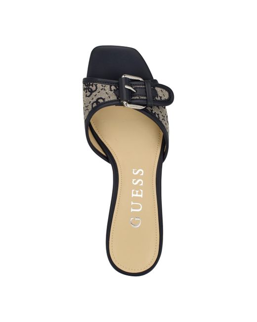 Guess Metallic Dista Buckle Kitten Heel Sandals