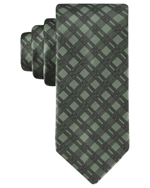 Calvin Klein Green Double-rail Grid Tie for men