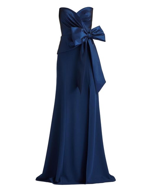 Tadashi Shoji Blue Kinah Oversized Bow Gown