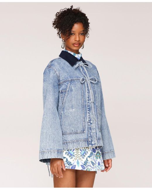Avec Les Filles Blue Oversized Patch Pocket Chore Jacket