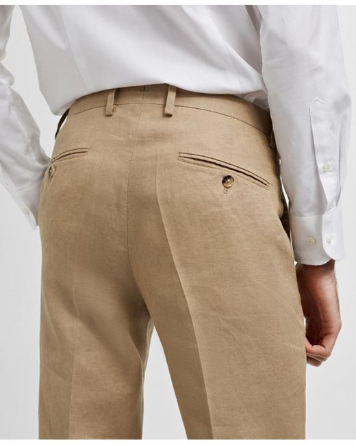 Mango Natural 100% Linen Suit Trousers for men