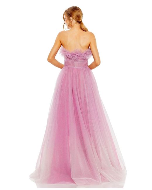 Mac Duggal Pink Strapless Glitter Tulle Gown