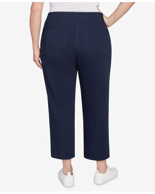 Ruby Rd Blue Plus Size Soft Denim Faux Pocket Pants