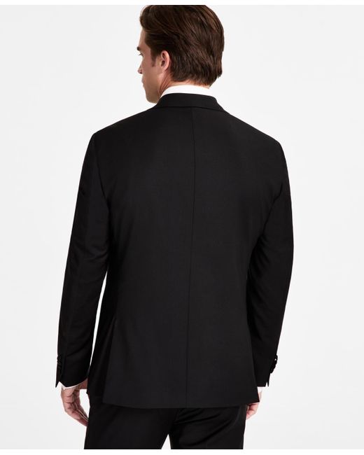 Calvin Klein Black Slim-fit Wool-blend Tuxedo Jacket for men