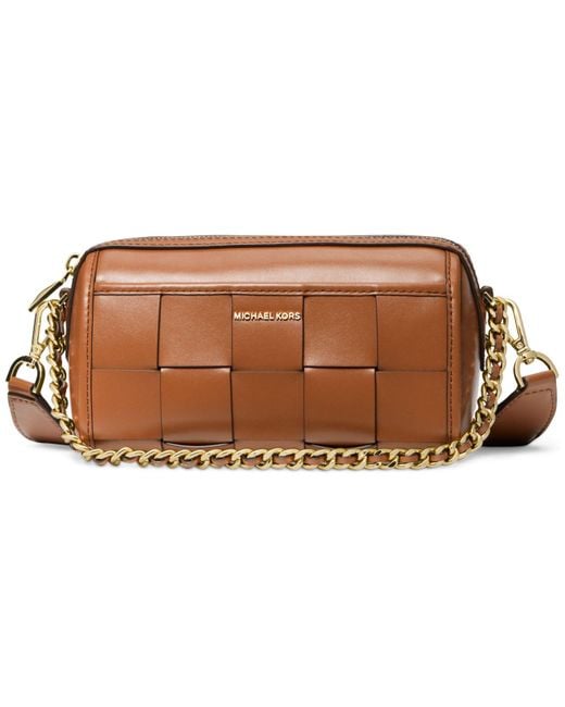 Michael Kors Michael Jet Set Small Leather Barrel Crossbody in Brown