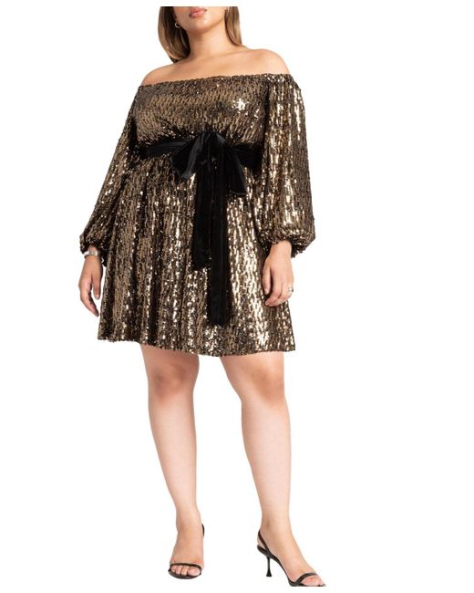 Eloquii Black Plus Size Sequin Mini Dress With Bow
