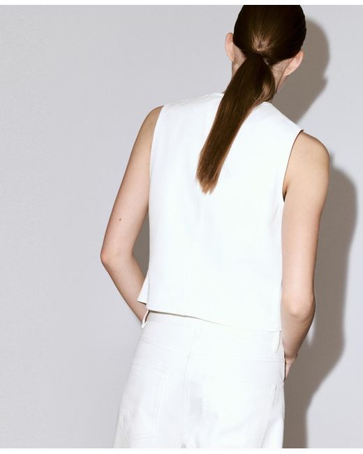 Mango White toggles Denim Top