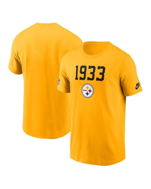 Nike Yellow Pittsburgh Steelers 1933 Alt Pack Onside Conversion Performance T-shirt for men