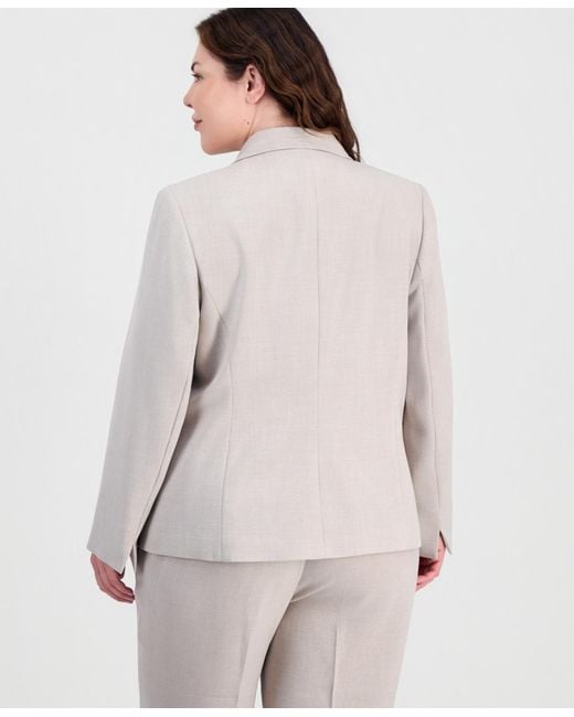 Kasper White Plus Size Notched-lapel Single-button Blazer