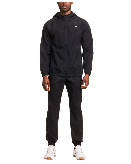 Reebok Blue Hooded Zip-front Track Jacket for men