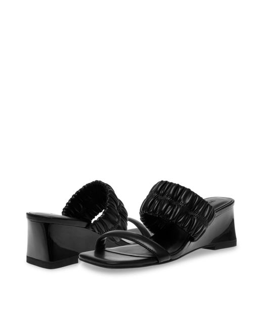 Anne Klein White Galle Square Toe Wedge Sandals