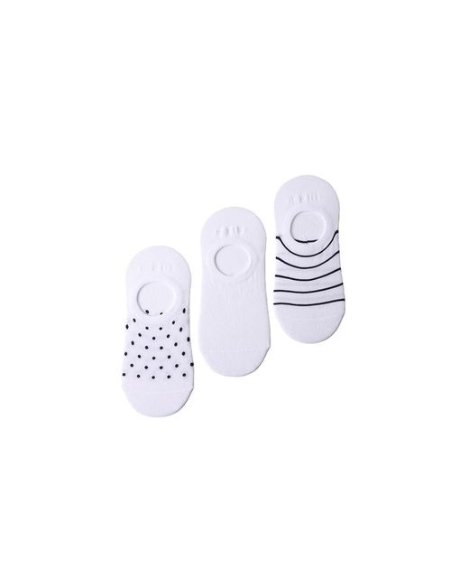Lands' End White 3-pack Cotton Patterned Sneaker Liners
