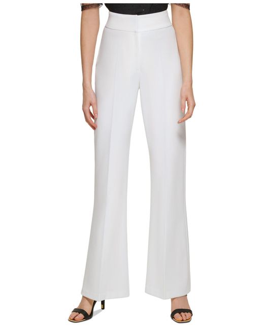 DKNY High-rise Wide-leg Career Pants in White | Lyst