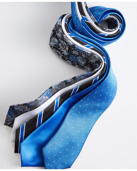Tayion Collection Royal Blue & White Floral Tie for men
