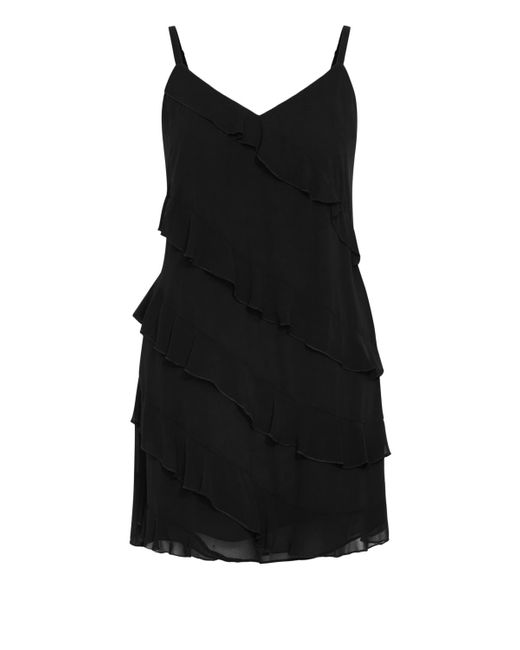 City Chic Black Plus Size Harley Asymmetric Ruffle Mini Dress