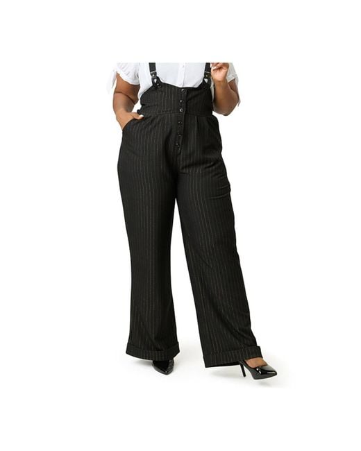 Unique Vintage Women's Black Plus Size Thelma High Waist Suspender