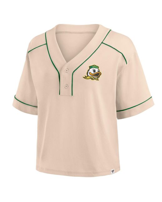 Fanatics Natural Oregon Ducks Oversized Dominant Force Cropped V-neck T-shirt