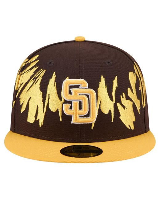 KTZ Metallic Brown/gold San Diego Padres Retro Pattern 59fifty Fitted Hat for men