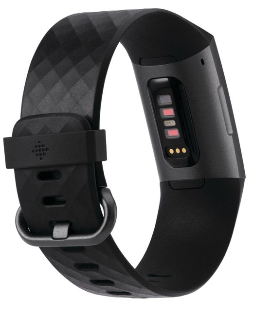 fitbit charge 3 unisex black elastomer band touchscreen smart watch 22.7 mm