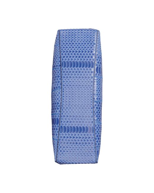 Donna Karan Blue Bellmore Skipper Snake Leather Shoulder Bag