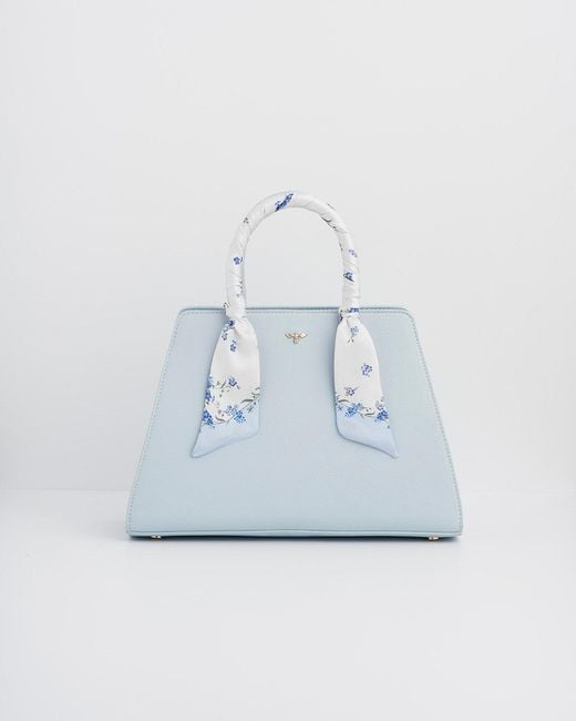 Fable England Blue Heritage Structured Medium Tote Bag